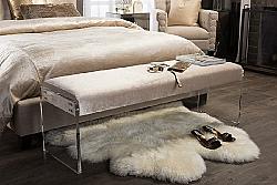 BAXTON STUDIO DB-175 HILDON 53 3/8 INCH MODERN AND CONTEMPORARY MICROSUEDE FABRIC UPHOLSTERED LUX BENCH WITH PANELED ACRYLIC LEGS