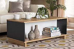 BAXTON STUDIO CT8002-OAK/GREY/WHITE-CT MARIGOLD 39 3/8 INCH MODERN AND CONTEMPORARY WOOD STORAGE COFFEE TABLE - MULTICOLOR, OAK BROWN AND GREY