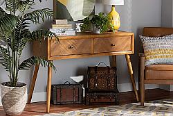 BAXTON STUDIO JY20A151-CONSOLE MAE 43 1/4 INCH MID-CENTURY MODERN WOOD TWO DRAWER CONSOLE TABLE - NATURAL BROWN