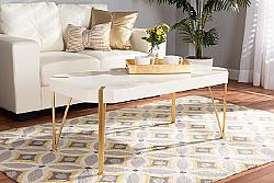 BAXTON STUDIO JY20A156-WHITE/GOLD-CT KASSA 43 1/2 INCH CONTEMPORARY GLAM AND LUXE BRUSHED METAL AND WOOD COFFEE TABLE - GOLD AND WHITE