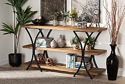 BAXTON STUDIO JY20A165-NATURAL/BLACK-CONSOLE TERRELL 59 3/4 INCH MODERN RUSTIC AND INDUSTRIAL WOOD AND METAL CONSOLE TABLE - NATURAL BROWN AND BLACK