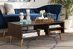 BAXTON STUDIO LV10CFT1014WI-COLUMBIA/GOLD-CT LANDEN 41 1/4 INCH MID-CENTURY MODERN WOOD COFFEE TABLE - WALNUT BROWN AND GOLD