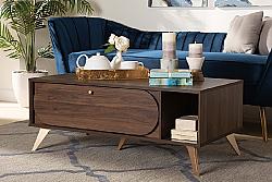 BAXTON STUDIO LV12CFT12140WI-COLUMBIA/GOLD-CT EDEL 41 1/4 INCH MID-CENTURY MODERN WOOD COFFEE TABLE - WALNUT BROWN AND GOLD