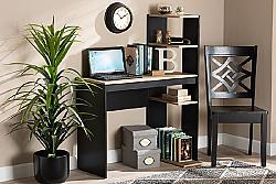 BAXTON STUDIO MHCT2031-GREY/OAK-DESK CALLAHAN 36 3/8 INCH MODERN AND CONTEMPORARY TWO-TONE WOOD DESK WITH SHELVES - DARK GREY AND OAK