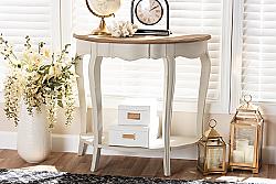 BAXTON STUDIO MNT15-WHITE/NATURAL-ST CORDELIA 31 1/2 INCH COUNTRY COTTAGE FARMHOUSE CONSOLE TABLE - WHITE AND NATURAL BROWN