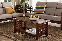 BAXTON STUDIO SW5218-CHERRY-TS2-CT LARISSA 40 1/2 INCH MODERN CLASSIC MISSION STYLE WOOD LIVING ROOM OCCASIONAL COFFEE TABLE - CHERRY BROWN