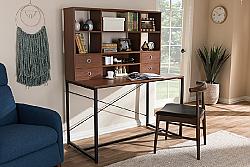 BAXTON STUDIO WS12202-COFFEE/BLACK EDWIN 47 1/4 INCH RUSTIC INDUSTRIAL STYLE WOOD AND METAL 2-IN-1 BOOKCASE WRITING DESK - BROWN