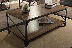 BAXTON STUDIO YLX-2694 CT GREYSON 48 INCH VINTAGE INDUSTRIAL OCCASIONAL COCKTAIL COFFEE TABLE - ANTIQUE BRONZE AND BROWN