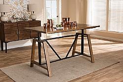 BAXTON STUDIO YLX-5011-DESK NICO 59 3/4 INCH RUSTIC INDUSTRIAL METAL AND DISTRESSED WOOD ADJUSTABLE HEIGHT WORK TABLE - BROWN AND BLACK