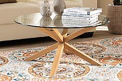 BAXTON STUDIO PANAMA-CLEAR/NATURAL-CT LIDA 32 1/4 INCH MODERN AND CONTEMPORARY GLASS AND WOOD COFFEE TABLE - NATURAL
