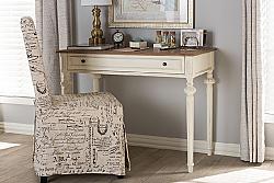 BAXTON STUDIO PRL5VM(AR)/M B MARQUETTERIE 39 3/8 INCH FRENCH PROVINCIAL WRITING DESK - WEATHERED OAK AND WHITEWASH