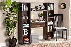 BAXTON STUDIO SESD8011WI-COLUMBIA-DESK EZRA 55 1/8 INCH MODERN AND CONTEMPORARY WOOD STORAGE COMPUTER DESK WITH SHELVES - WALNUT BROWN