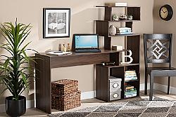 BAXTON STUDIO SESD8014WI-COLUMBIA-DESK FOSTER 63 INCH MODERN AND CONTEMPORARY WOOD STORAGE DESK WITH SHELVES - WALNUT BROWN