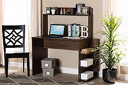 BAXTON STUDIO SESD8015WI-COLUMBIA-DESK GARNET 45 INCH MODERN AND CONTEMPORARY WOOD DESK WITH SHELVES - WALNUT BROWN