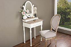 BAXTON STUDIO PLM5VM/M B-CA ANJOU 23 3/4 INCH TRADITIONAL FRENCH ACCENT DRESSING TABLE WITH MIRROR - WHITE AND LIGHT BROWN