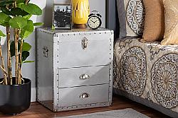 BAXTON STUDIO JY17B165-SILVER-CABINET SERGE 19 1/8 INCH FRENCH INDUSTRIAL METAL TWO DRAWER ACCENT STORAGE CABINET - SILVER