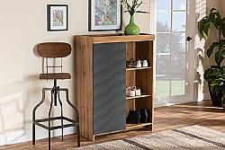 BAXTON STUDIO MPC8015-OAK/GREY-CABINET CASPIAN 31 1/8 INCH MODERN AND CONTEMPORARY TWO-TONE WOOD SHOE CABINET - GREY AND OAK BROWN