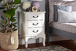 BAXTON STUDIO ETASW-04-WHITE-ET GABRIELLE 18 7/8 INCH TRADITIONAL FRENCH COUNTRY PROVINCIAL WHITE-FINISHED 3-DRAWER WOOD END TABLE