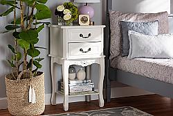 BAXTON STUDIO ETASW-06-WHITE-ET GABRIELLE 18 7/8 INCH TRADITIONAL FRENCH COUNTRY PROVINCIAL WHITE-FINISHED 2-DRAWER WOOD END TABLE