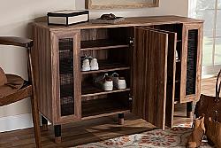 BAXTON STUDIO FP-1805-5009 VALINA 47 1/4 INCH MODERN AND CONTEMPORARY TWO DOOR WOOD ENTRYWAY SHOE STORAGE CABINET WITH SCREEN INSERTS - OAK