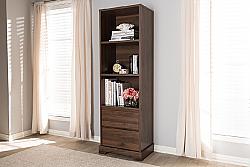 BAXTON STUDIO BC 1860-23-BROWN BURNWOOD 23 5/8 INCH MODERN AND CONTEMPORARY WOOD TWO DRAWER BOOKCASE - WALNUT BROWN