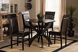 BAXTON STUDIO ANCEL-DARK BROWN-5PC DINING SET ANCEL MODERN AND CONTEMPORARY FAUX LEATHER UPHOLSTERED AND WOOD FIVE PIECE DINING SET - DARK BROWN
