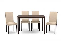 BAXTON STUDIO ANDREW 5 PC ANDREW CONTEMPORARY WOOD AND FABRIC FIVE PIECE DINING SET