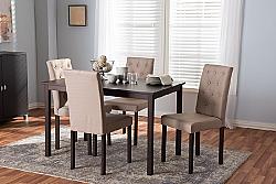 BAXTON STUDIO ANDREW 5 PC-10-BUTTONS GARDNER MODERN AND CONTEMPORARY FIVE PIECE FABRIC UPHOLSTERED DINING SET