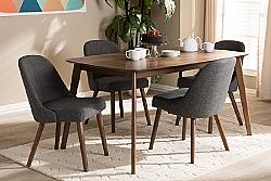 BAXTON STUDIO CODY MID-CENTURY MODERN FABRIC UPHOLSTERED AND WOOD FIVE PIECE DINING SET