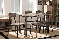 BAXTON STUDIO D01148S-5PC DINING SET MARCUS MODERN INDUSTRIAL METAL AND WOOD 5-PIECE DINING SET - BLACK AND RUSTIC OAK BROWN