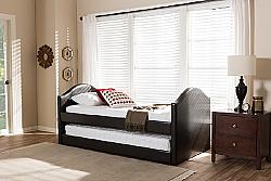 BAXTON STUDIO CF8751 ALESSIA 41 3/8 INCH FAUX LEATHER UPHOLSTERED DAYBED WITH GUEST TRUNDLE BED