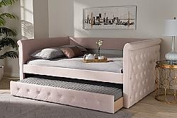 BAXTON STUDIO CF882-Q/T AMAYA 89 3/4 INCH MODERN AND CONTEMPORARY VELVET FABRIC UPHOLSTERED QUEEN SIZE DAYBED WITH TRUNDLE