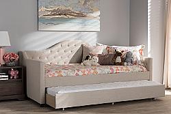 BAXTON STUDIO CF8940 PERRY 82 5/8 INCH MODERN AND CONTEMPORARY FABRIC DAYBED WITH TRUNDLE