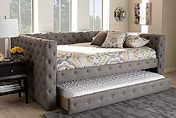 BAXTON STUDIO CF8987-Q/T ANABELLA 93 3/4 INCH MODERN AND CONTEMPORARY FABRIC UPHOLSTERED QUEEN SIZE DAYBED WITH TRUNDLE