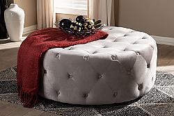 BAXTON STUDIO 501-SLATE GREY-OTTO CARDIFF 42 INCH TRANSITIONAL FABRIC UPHOLSTERED BUTTON TUFTED COCKTAIL OTTOMAN - SLATE GREY