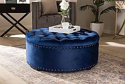BAXTON STUDIO 532-ROYAL BLUE-OTTO IGLEHART 37 3/8 INCH MODERN AND CONTEMPORARY FABRIC UPHOLSTERED TUFTED COCKTAIL OTTOMAN - ROYAL BLUE