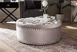 BAXTON STUDIO 532-SLATE GREY-OTTO IGLEHART 37 3/8 INCH MODERN AND CONTEMPORARY VELVET FABRIC UPHOLSTERED TUFTED COCKTAIL OTTOMAN - SLATE GRAY