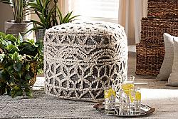 BAXTON STUDIO AVERY-NATURAL/IVORY-POUF AVERY 15 3/4 INCH MOROCCAN INSPIRED AND HANDWOVEN COTTON POUF OTTOMAN - BEIGE AND BROWN