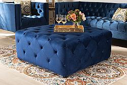 BAXTON STUDIO 533 CALVETTI 39 3/4 INCH MODERN AND CONTEMPORARY VELVET FABRIC UPHOLSTERED BUTTON-TUFTED COCKTAIL OTTOMAN