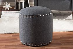 BAXTON STUDIO 1708 ROSINE 13 3/4 INCH MODERN AND CONTEMPORARY FABRIC UPHOLSTERED NAIL TRIM OTTOMAN