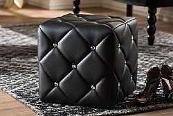 BAXTON STUDIO 1710 STACEY 13 3/4 INCH MODERN AND CONTEMPORARY FAUX LEATHER UPHOLSTERED OTTOMAN