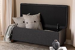 BAXTON STUDIO BBT3156 MARLISA 29 1/8 INCH MID-CENTURY MODERN WOOD AND FABRIC UPHOLSTERED BUTTON-TUFTED STORAGE OTTOMAN BENCH