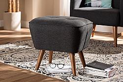 BAXTON STUDIO BBT5341 PETRONELLE 19 1/4 INCH MID-CENTURY MODERN FABRIC UPHOLSTERED AND WOOD OTTOMAN