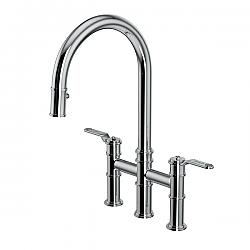 ROHL U.4549HT ARMSTRONG 18 1/4 INCH THREE HOLE BRIDGE KITCHEN FAUCET WITH METAL LEVER HANDLE