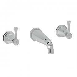 ROHL U.3178LS/TO DECO 3 INCH THREE HOLES WALL MOUNT SPOUT TUB FILLER WITH METAL LEVER HANDLE