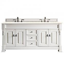 JAMES MARTIN 147-V72-BW-3EMR BROOKFIELD 72 INCH BRIGHT WHITE DOUBLE VANITY WITH 3 CM ETERNAL MARFIL QUARTZ TOP