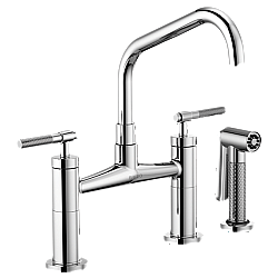 BRIZO 62563LF LITZE BRIDGE FAUCET WITH ANGLED SPOUT AND KNURLED HANDLE