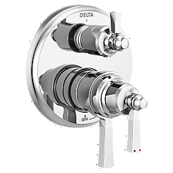 DELTA T27T956 DORVAL 6 3/4 INCH TRADITIONAL TWO-HANDLE MONITOR 17T SERIES VALVE TRIM WITH 6 SETTING DIVERTER