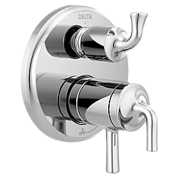 DELTA T27833 KAYRA 6 3/4 INCH TWO-HANDLE MONITOR 17 SERIES VALVE TRIM WITH 3 OR 6 SETTING DIVERTER