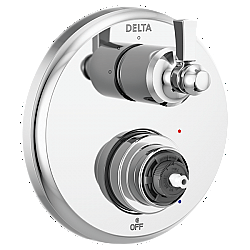 DELTA T24856-LHP DORVAL 6 3/4 INCH TRADITIONAL TWO-HANDLE MONITOR 14 SERIES VALVE TRIM WITH 3 SETTING DIVERTER WITHOUT HANDLE